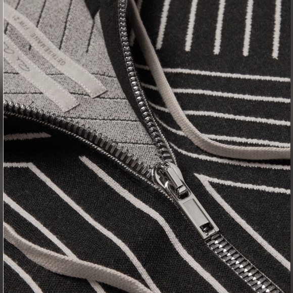 Rick Owens Jason Striped Virgin Wool-Blend Zip-Up Hoodie - Picture 5 of 6